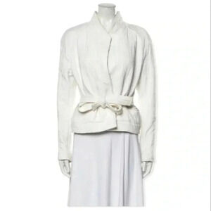 IRO Hawaispe White Cotton Jacquard Belted Jacket size 38